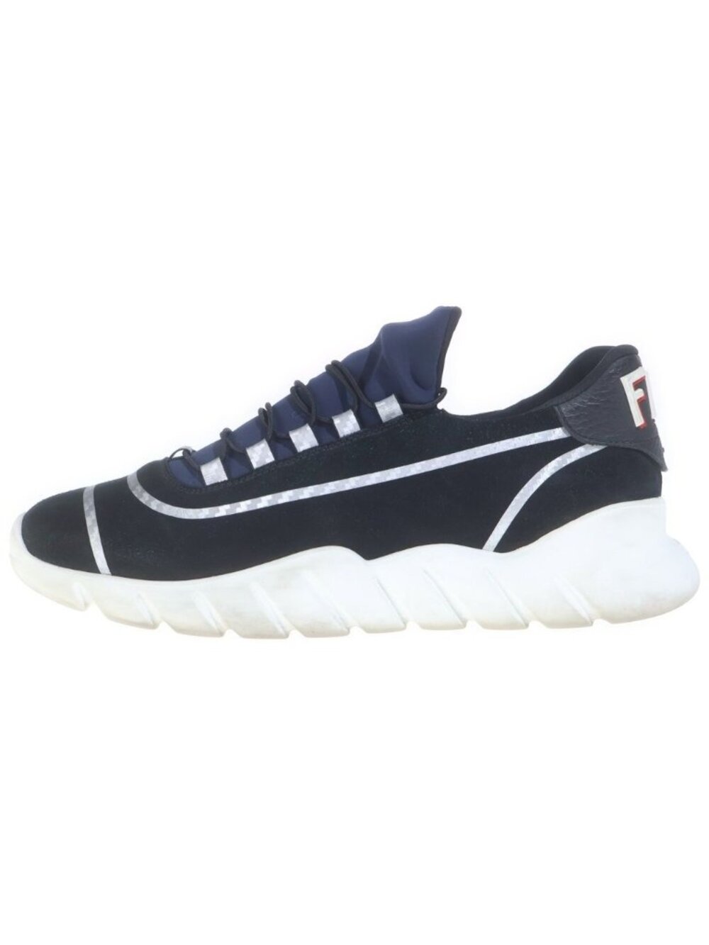 Fendi Bicolor Low-Cut Sneakers Logo Black Navy